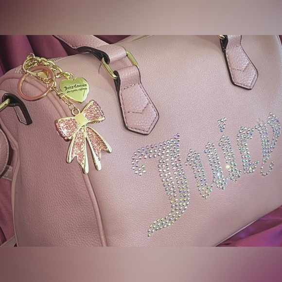 Juicy Couture ‘Be Classic’ Dusty Blush Rhinestone Satchel Crossbody Bag & Charm - Picture 4 of 14